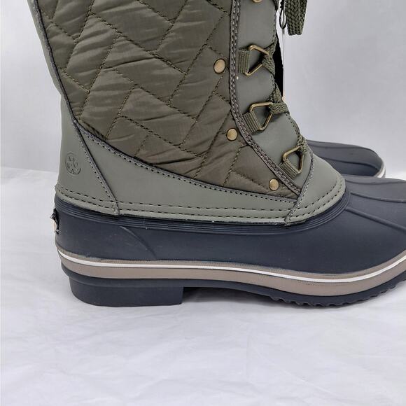 Northside Womens 9 Waterproof Insulated Snow Boot Olive Faux Fur Thinsulate - Picture 4 of 16